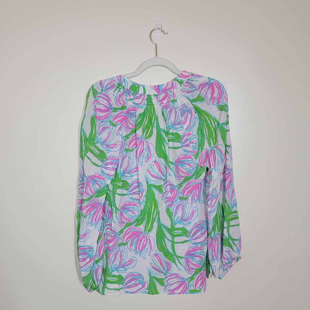 Lilly Pulitzer Elsa Top Silk Tulip Print Size Small - Picture 5 of 5